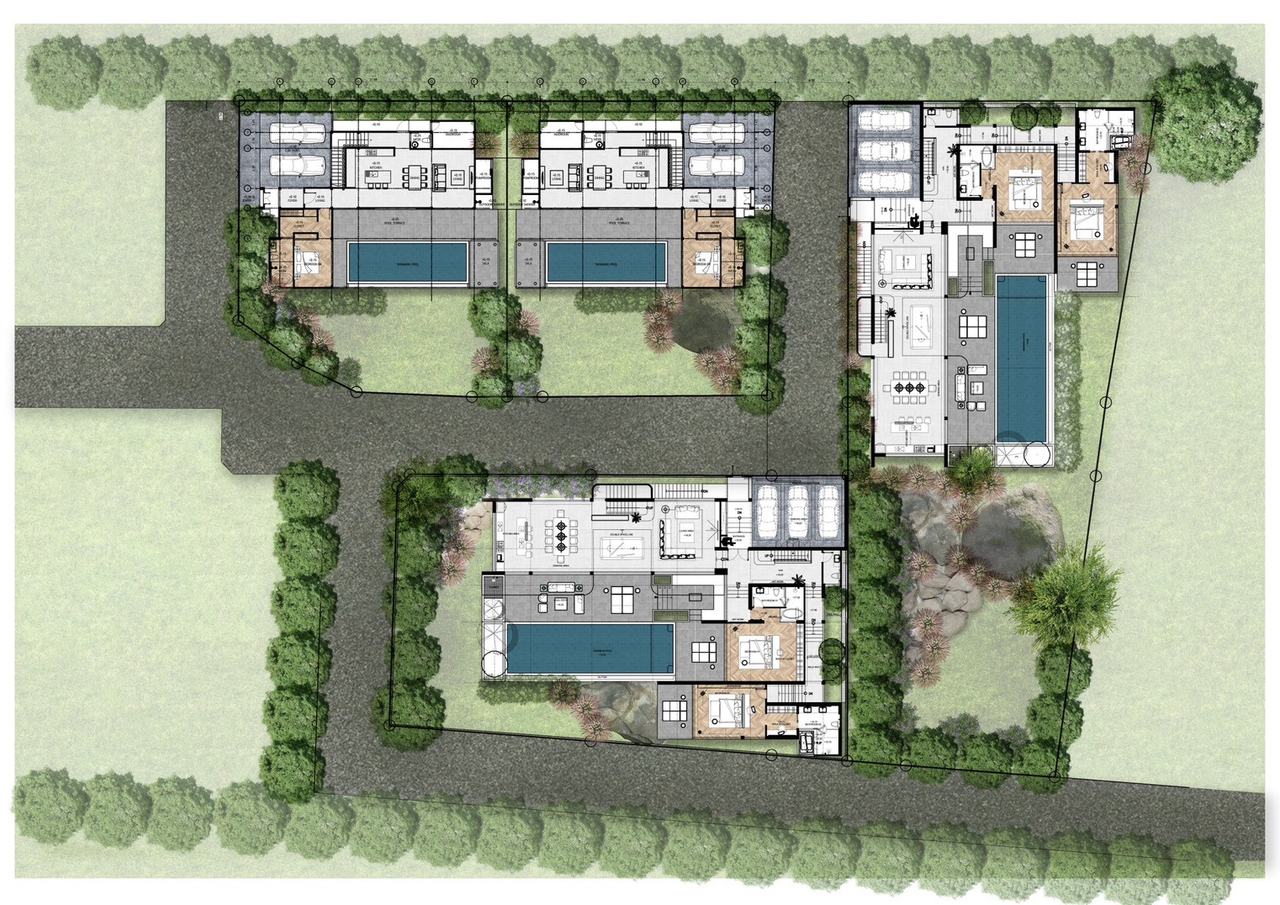 The Menara Luxury 总体规划与景观设计图——MB8、MB9、MA11 与 MA12 别墅